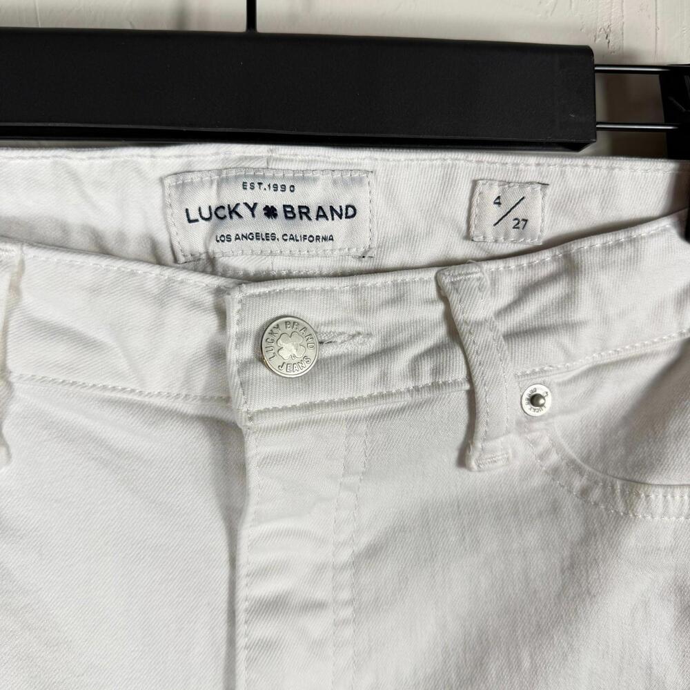Lucky Brand Size 4/27 Solid White Denim Ava Mid-Rise Skinny Jeans 28x27 - Flaws - Picture 2 of 7
